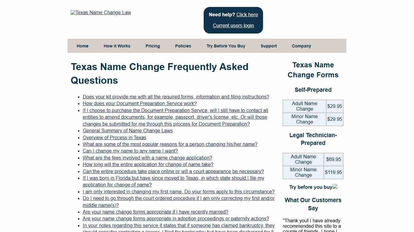 Texas Name Change Frequently Asked Questions